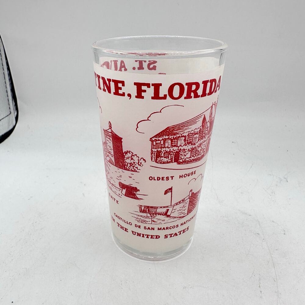 Vintage Florida St Augustine Souvenir Glass Frosted Tumbler Hazel Atlas MCM - Picture 8 of 9